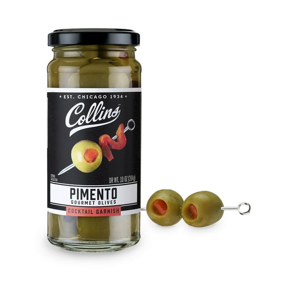 Collins Colossal Martini Pimento Olives | Premium Garnish for Cocktails, Martinis, and Salads, Snack Trays, Charcuterie, Cheese Plates, 10oz