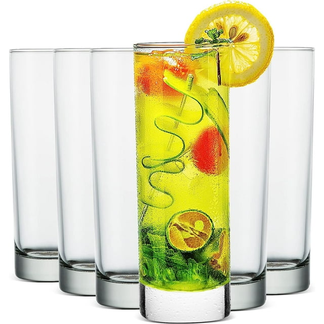 Collins Glasses(Set of 6)8 oz Premium Highball Glasses Leadfree