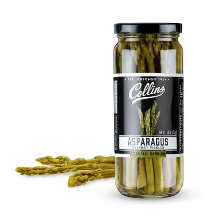 Collins Gourmet Pickled Asparagus | Premium Garnish for Cocktails, Bloody Mary, Salads, Meat and Cheese Trays | Asparagus Spears in Jar, 16oz