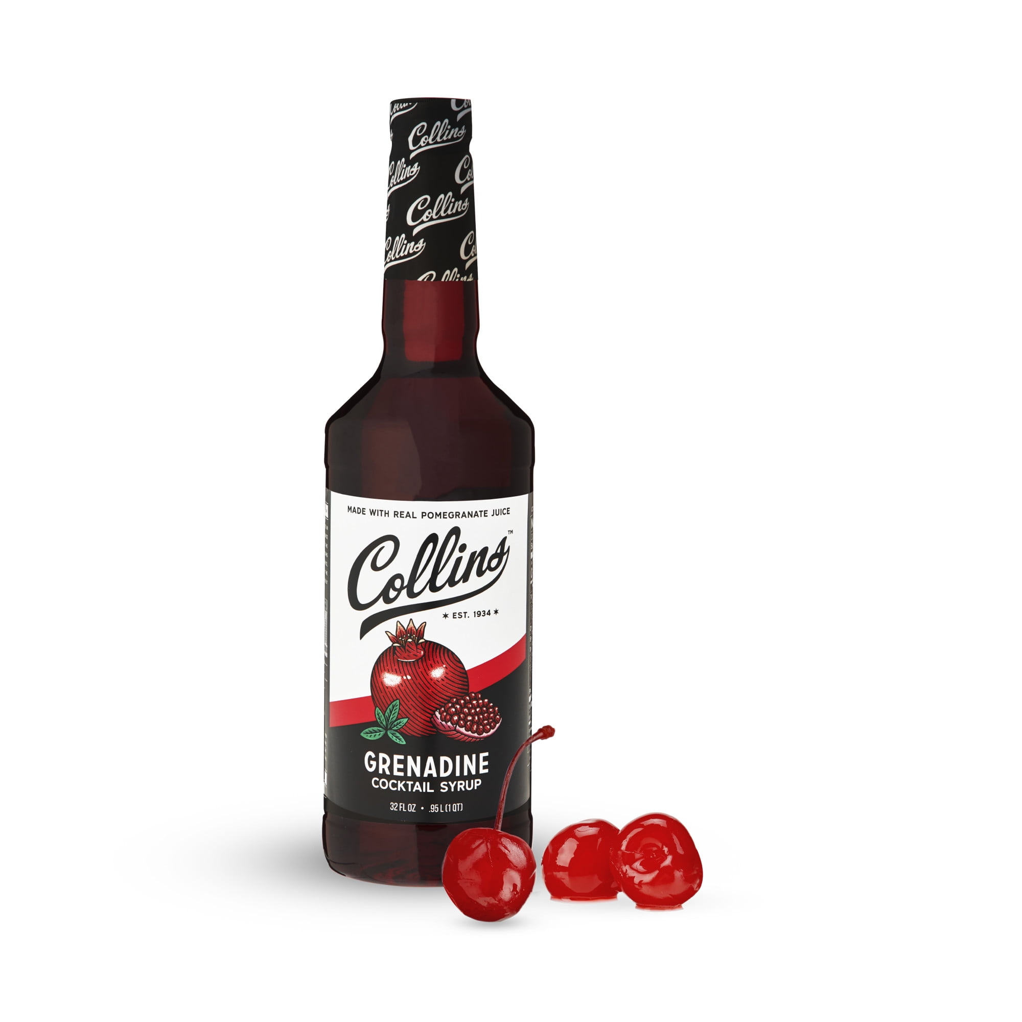 Collins Grenadine Syrup, Real Pomegranate Juice and Sugar, Craft Cocktail Syrup, Drink Mixers