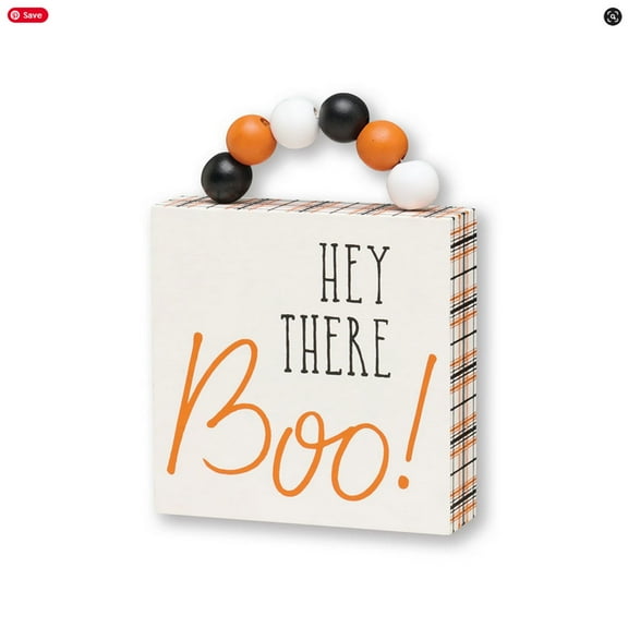 Collins Halloween Decor - Hey There Boo! Block Sign