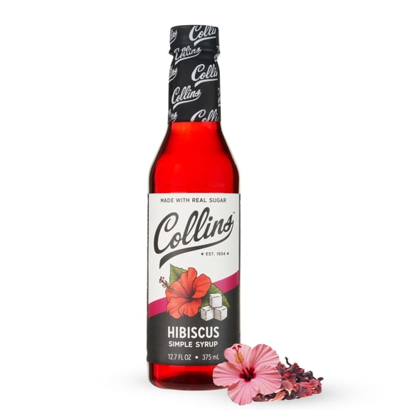 Collins Hibiscus Simple Syrup for Margarita, Seltzer, Tea, Lemonade, 12.7oz