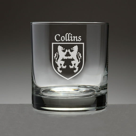 Collins Irish Coat of Arms Tumbler Glasses - Set of 4 (Sand Etched)