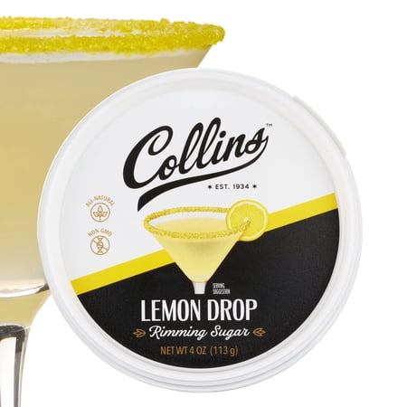 Collins Lemon Drop Cocktail Sugar, Enhance Lemon Drops, Sidecars, Spritzes, Citrus Cocktails, Glass Rimming Sugar for Drinks 7oz