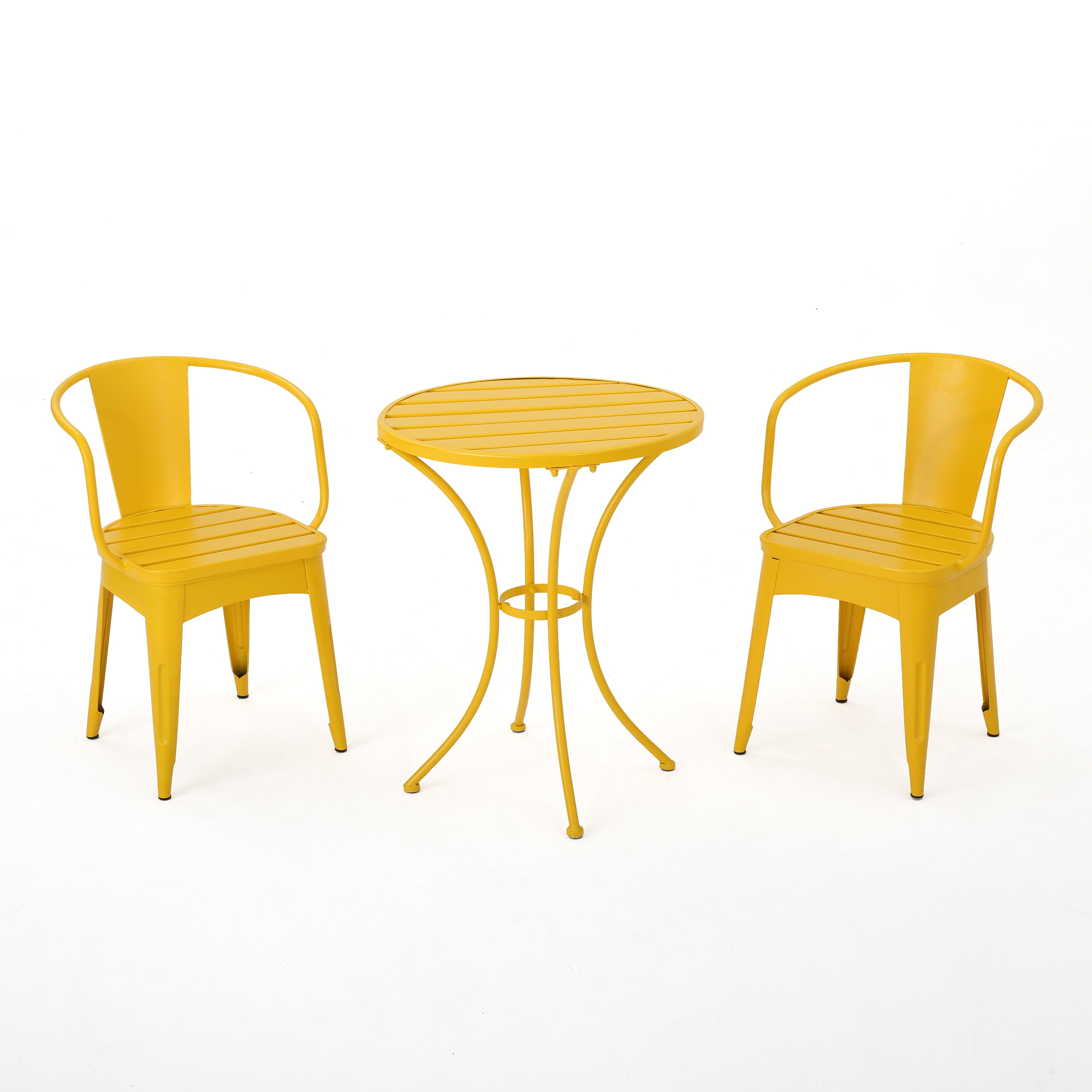 Collins Outdoor 3 Piece Iron Bistro Set Matte Yellow Walmart