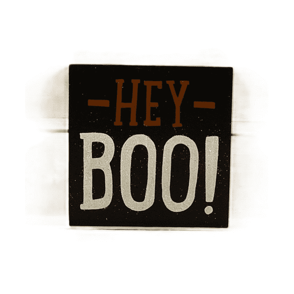 Collins Painting Halloween Decor - Hey Boo! Black Block Sign
