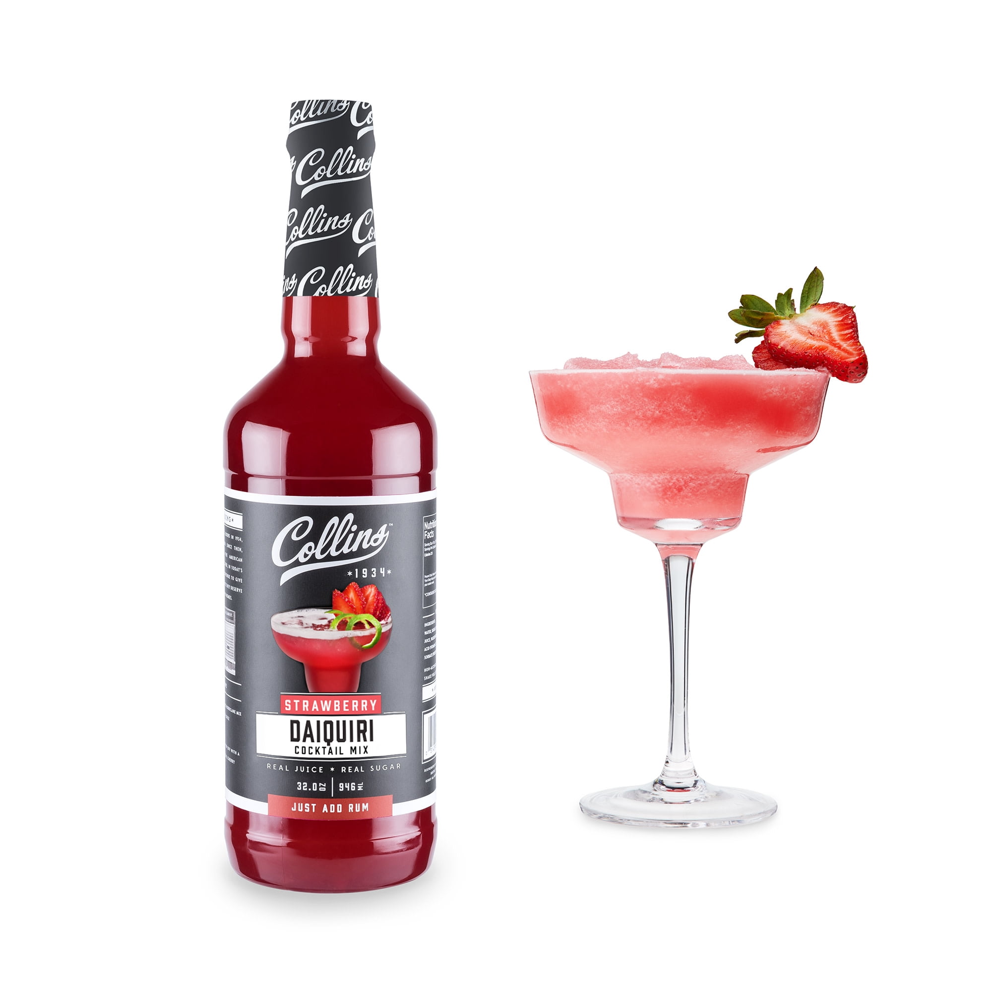 Collins Strawberry Daiquiri Mix | Made With Real Strawberry and Lime Juice with Natural Flavors | Tropical Cocktail Mixer, 32 fl oz