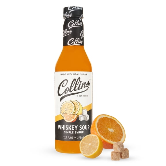 Collins Whiskey Sour Syrup, Made with Orange Juice, Ready to Use Cocktail Syrups, Perfect for Bourbon Drink Mix, Amaretto Sours, Home Bars, Party Essentials, Bartending Supplies, 12.7 oz, Set of 1