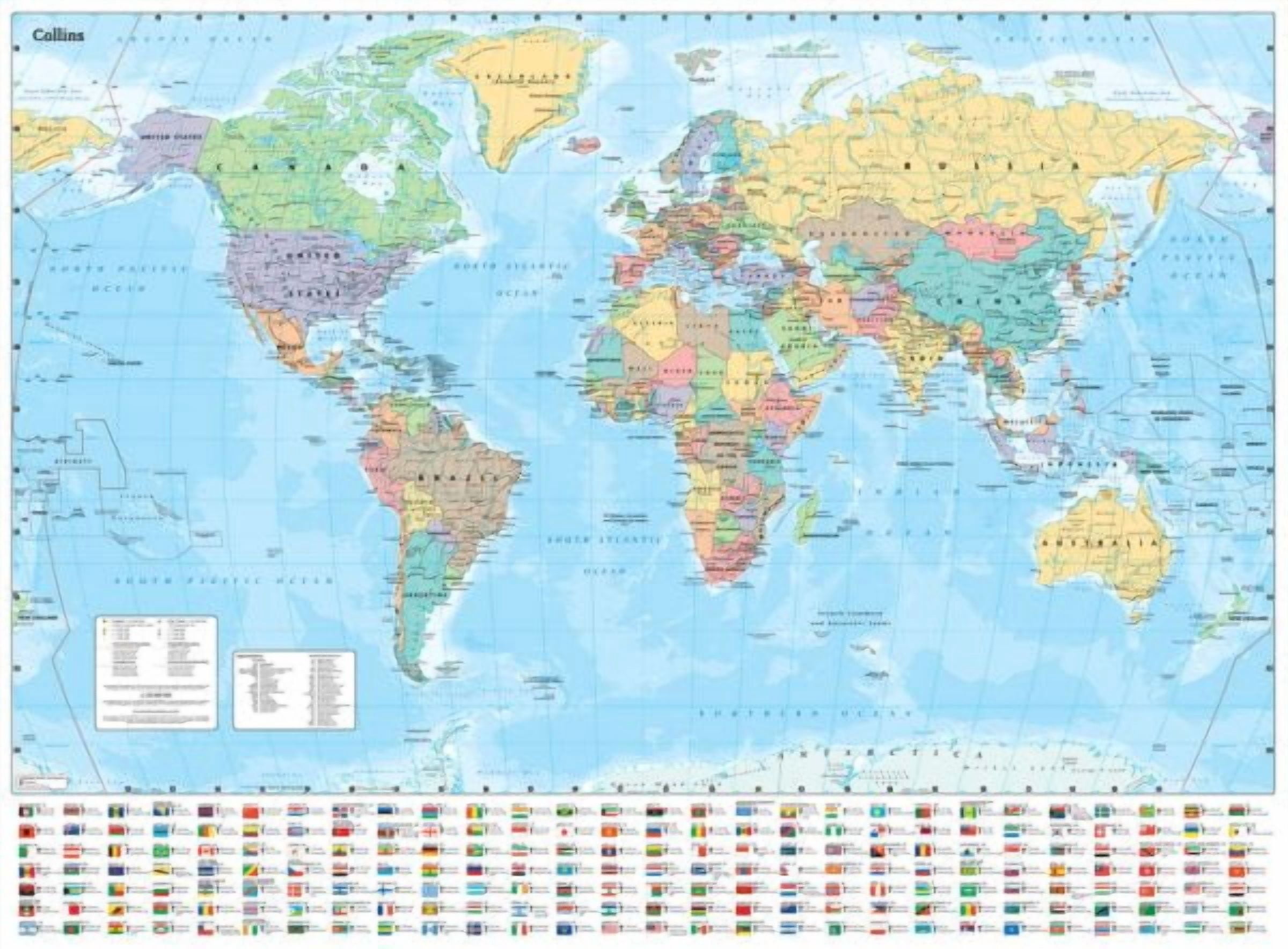 Collins World Wall Laminated Map - Walmart.com