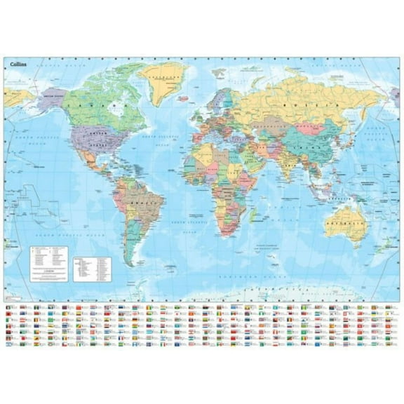 Collins World Wall Laminated Map