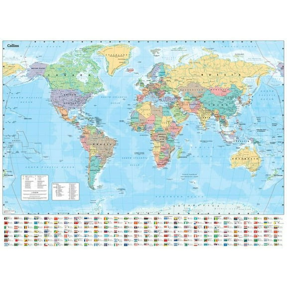 Collins World Wall Paper Map