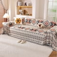 thumbnail image 1 of Croniis Boho Sofa Cover with Anti-slip Velcro Tape, Couch Blanket Cover Sectional Sofa Cover for Boho Style, Revitalizing the Old Sofa,Couch Protector,Cotton weaving Maple Leaf Pattern 71*71in, 1 of 8