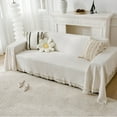 thumbnail image 1 of Croniis White Sofa Cover with Velcro, Non Slip Plaid Couch Protector, Pet Friendly Slipcover, 180*180cm, Single Seat, 1 of 9