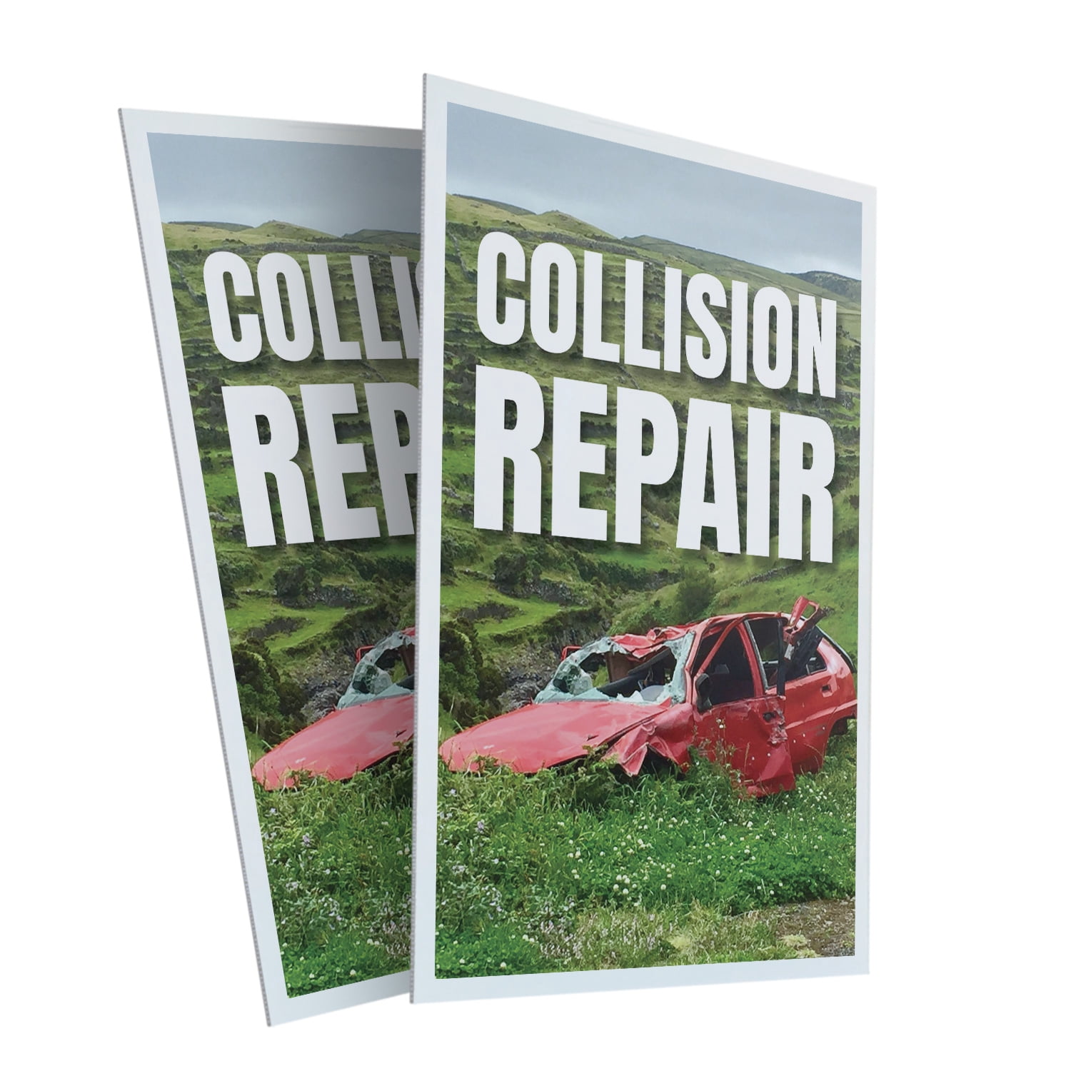 Collision Repair (2-Pack) 24 Inch x 36 Inch Plastic Signs | Sign Insert ...