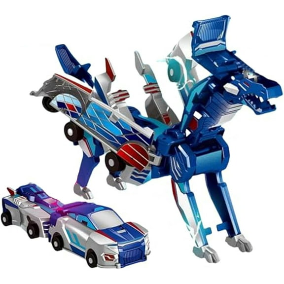 Collision Transforming Dinosaur Car Toy, Cars Transform into Dinosaurs, Fun Collision Cars with Collision Transformation for Boys and Girls Blue