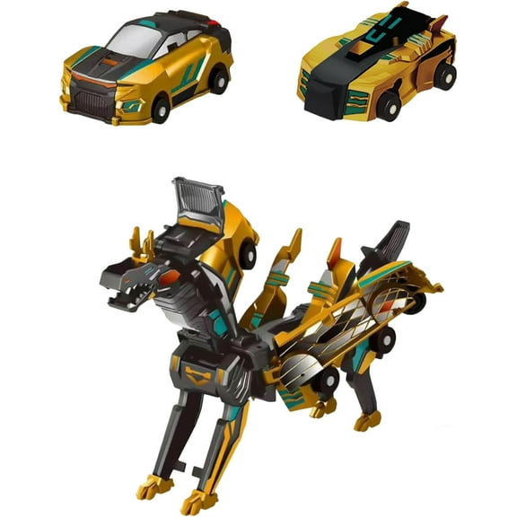 Collision Transforming Dinosaur Car Toy, Cars Transform into Dinosaurs, Fun Collision Cars with Collision Transformation for Boys and Girls Golden