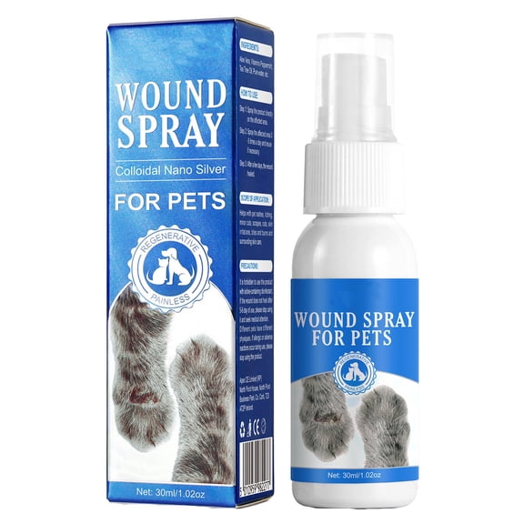 Colloidal Nano Silver Pet Wound Spray 30ml for Cats Dogs External Minor Skin Injuries Burns Scratches Care