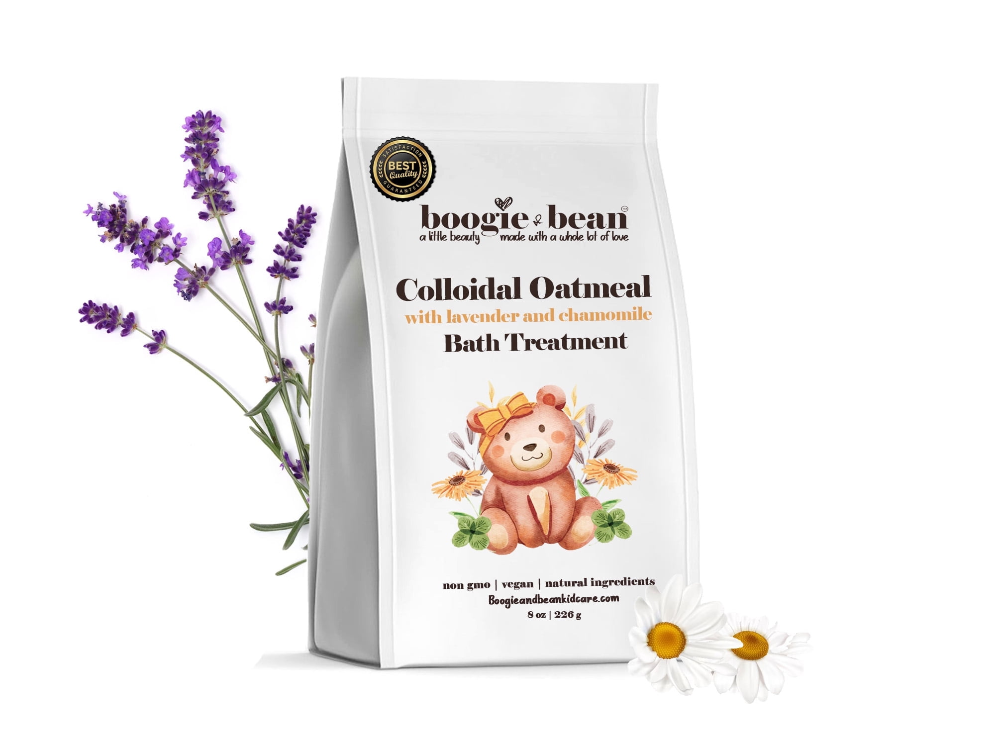 Boogie and Bean Colloidal Oatmeal Powder, Kids Eczema Lavender and Chamomile Bath Soak 8 oz