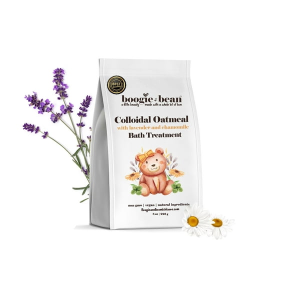 Boogie and Bean Colloidal Oatmeal Powder, Kids Eczema Lavender and Chamomile Bath Soak 8 oz