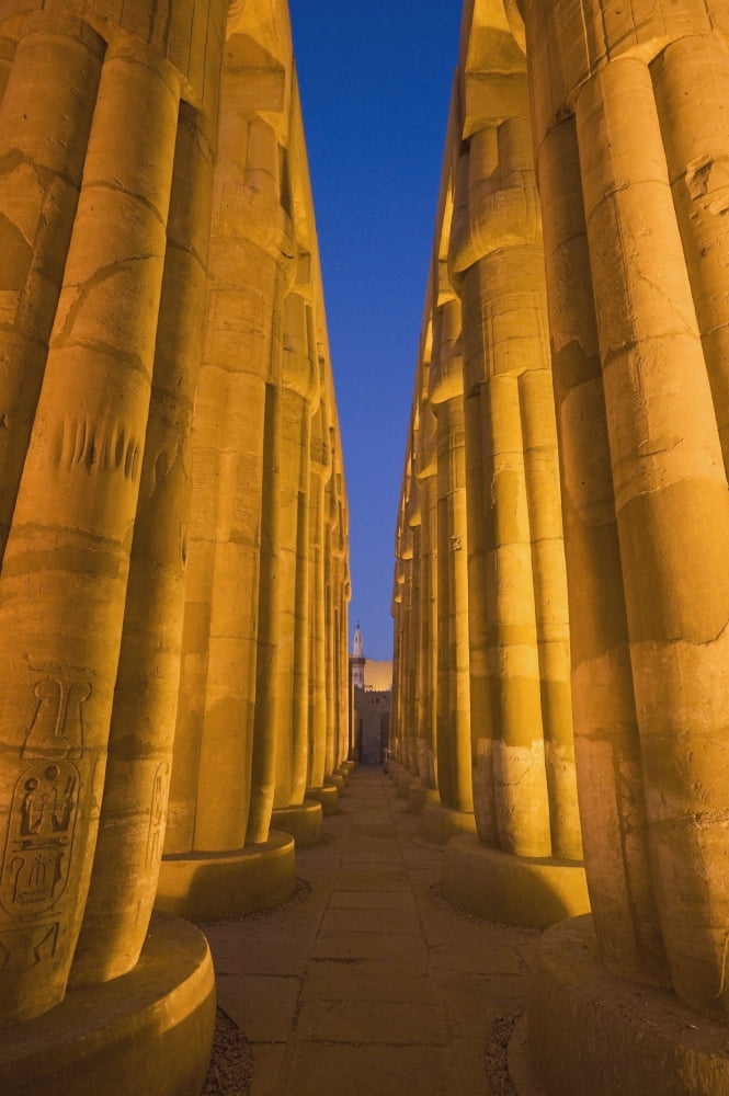 Collonade In Court Of Amenophis Iii At Dusk Canvas Art - Ian Cumming Design Pics (11 x 17)