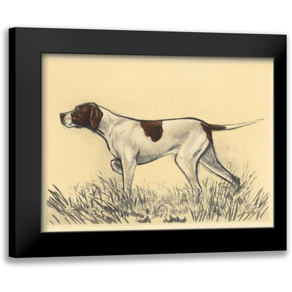 Collot, Andres 24x19 Black Modern Framed Museum Art Print Titled - Hunting Dogs-Pointer