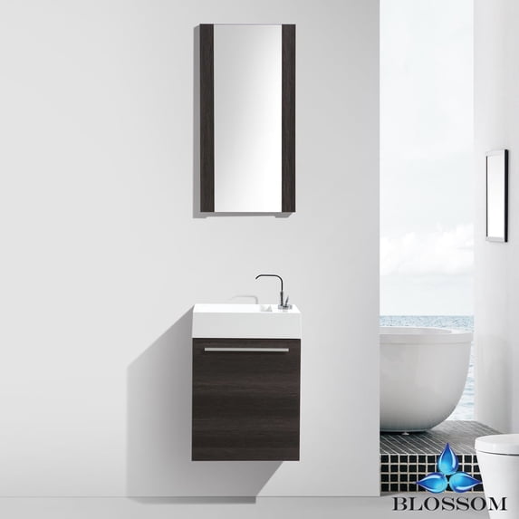 Blossom 18 Inch Dark Oak Bathroom Vanity and Sink with Mirror