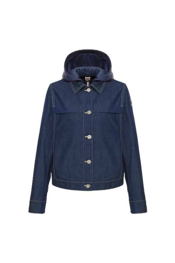 Navy Blue Hooded Denim Jacket (Women's)