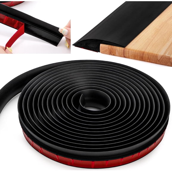 Coloch 20FT Floor Transition Strip, Self Adhesive Carpet to Tile Edging Trim PVC Threshold Joining Divider Cover Strip for Doorway & Wood Floor, Height Less Than 5mm (Black)