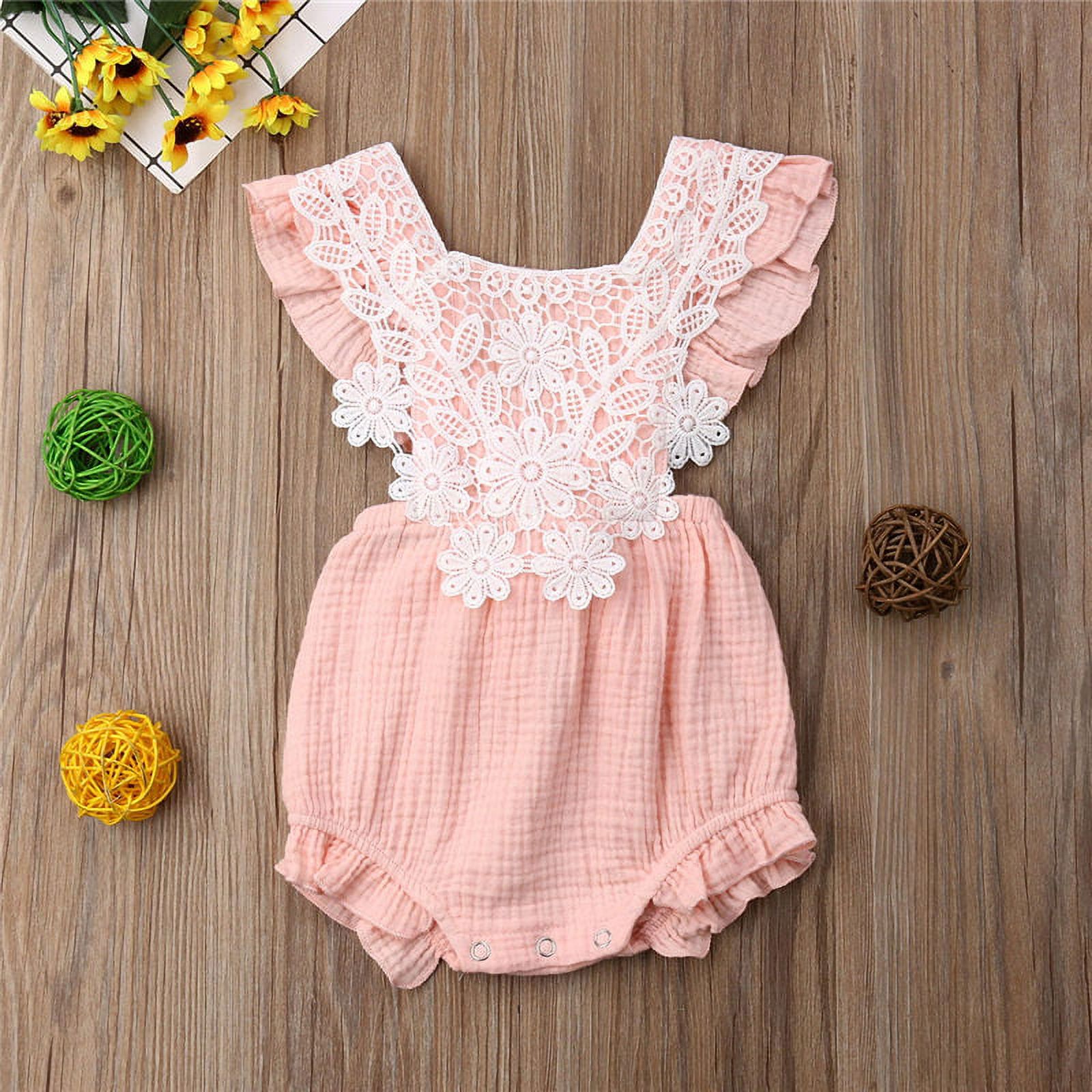 Colofity Sleeveless Newborn Baby Girl Ruffle Lace Romper Jumpsuit