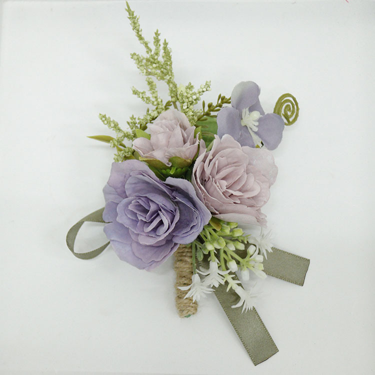 Coloful Flowers Boutonniere for Wedding Man Pins Silk Rose Corsages
