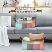 Coloful Grids Storage Bins with Handles Foldable Storage Baskets for Shelves Organizer Cloth Baskets