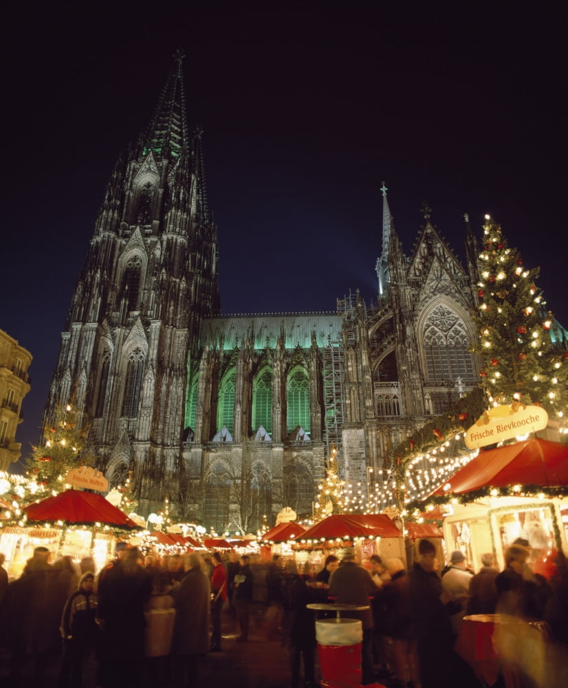 Cologne Cathedral And Christmas Market Canvas Art - Joe Beynon Design Pics (14 x 17)