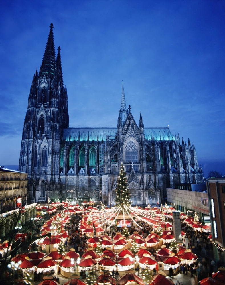 Cologne Cathedral And Christmas Market Canvas Art - Joe Beynon Design Pics (24 x 32)