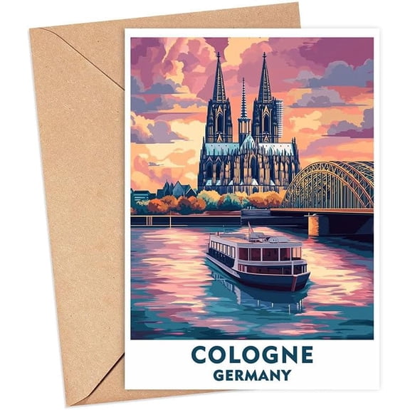 Cologne City Greeting Card - Germany Travel Card - Cologne Travel Art - Cologne City Card Gift - City Greeting Card - Cologne Keepsake Card - Cologne Travel Card - Cologne Germany Trip Gift$$Office