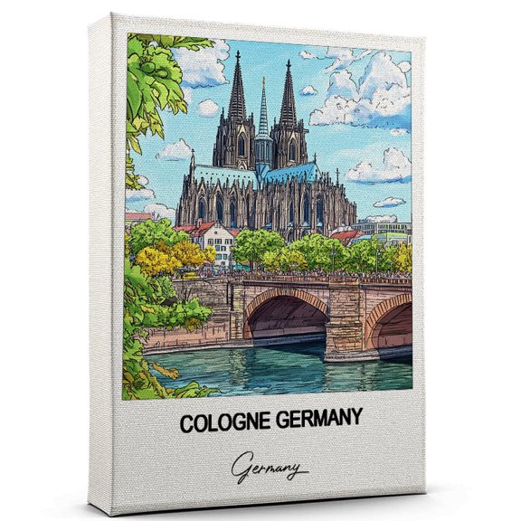 Cologne Germany Travel Print on Canvas  Germany Canvas  Great for Travel Enthusiasts, Perfect for Home & Office Decor
