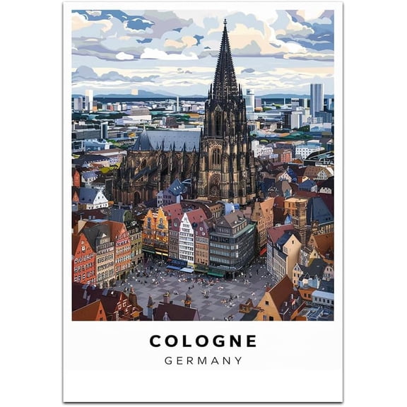 Cologne Map Retro Style Travel Canvas, Cologne Map Vintage Rustic Canvas Print, Home Office Wall Decoration, Cologne Map Country Canvas Canvas xFKUrM