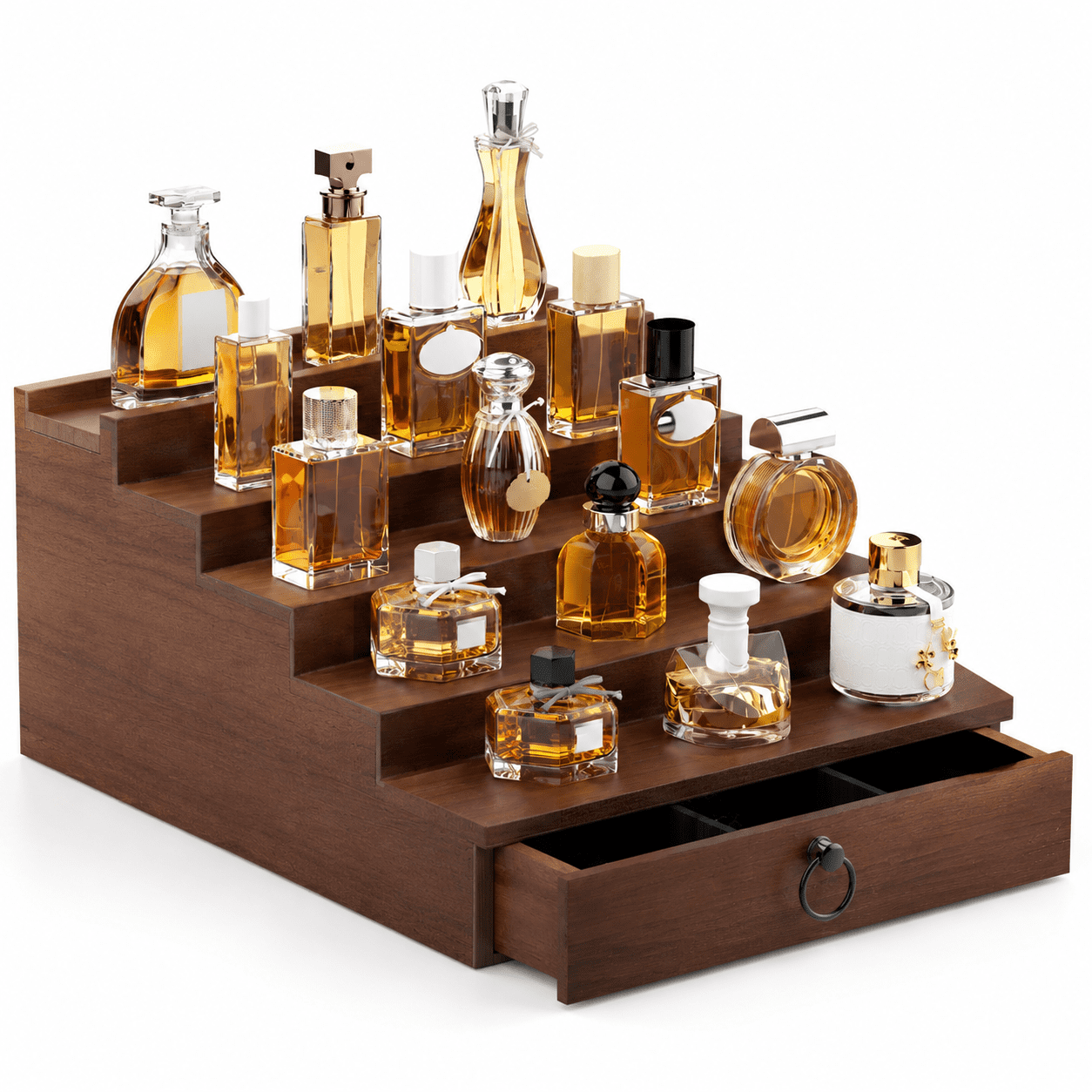 Cologne Organizer For Men 5 Tier Brown Wood Perfume - Walmart.com