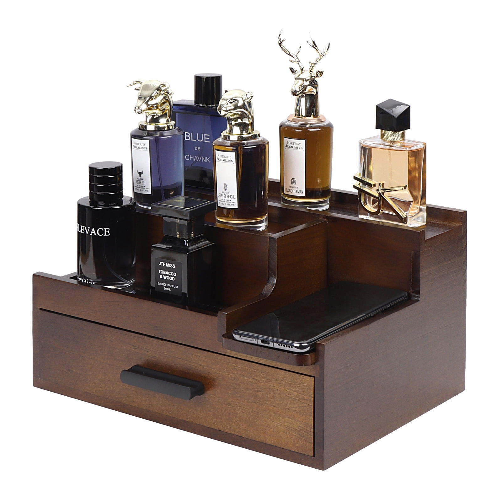 Cologne Organizer for Men, 3 Tier Perfume Stand Holder with Drawer and