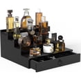 thumbnail image 1 of Cologne Organizer for Men, 4 Tier Black Wood Perfume Organizer with Felt Lining Drawer and Hidden Compartment, Perfume Display Holder, A Gift for Men, 1 of 9