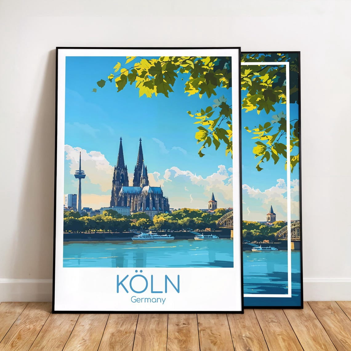 Cologne Poster, Cathedral And Rhine Travel Poster Wall Art, Unframed ...