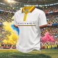 thumbnail image 1 of Colombia 2026 Soccer Cup Fan Jersey for Men, Short Sleeve Polo Shirt with Cityscape & Tricolor Graphic, Breathable Mesh Sports Top, 1 PC White XL, 1 of 5