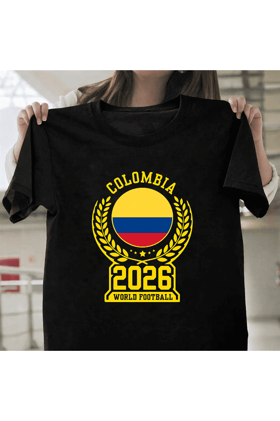 Colombia 2026 World Football Fan Yellow Tricolor Jersey Unisex T-Shirt, up to size 3XL.