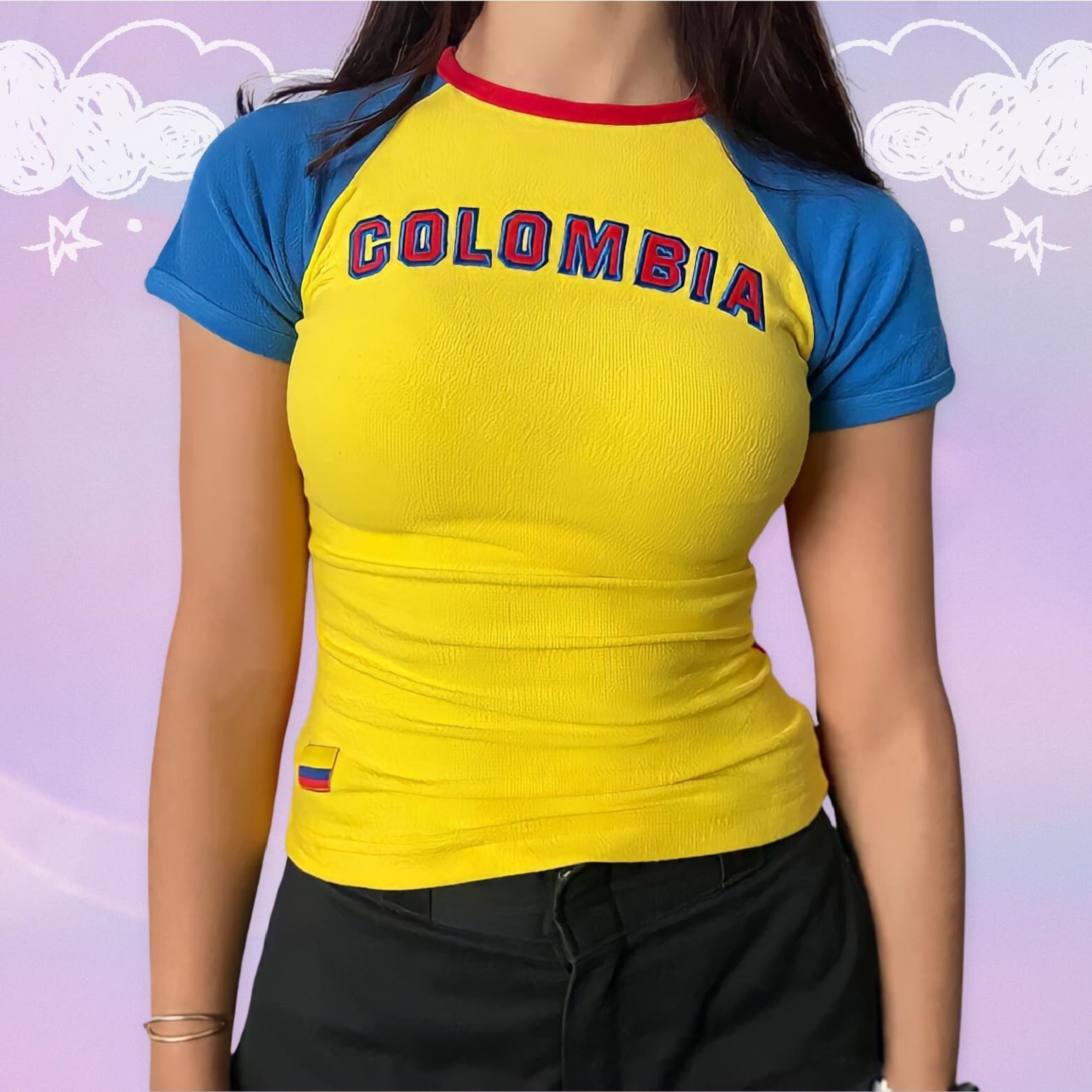Colombia Art Printed Cropped Tops Women Y2k Clothes Gothic Vintage