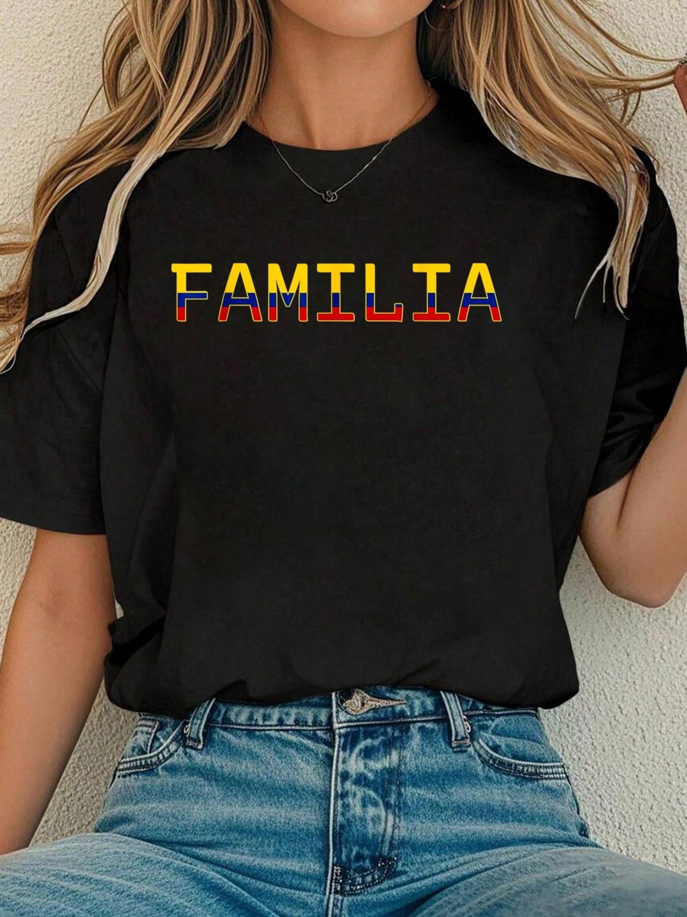 Colombia Familia Ancestry Word Art - Colombian Flag T-Shirt Comfort ...