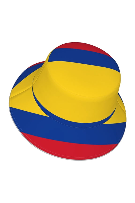 Colombia Flag Bucket Hat With Reflective Stripe Beach Sun Fishing Hat Reversible For Men Women