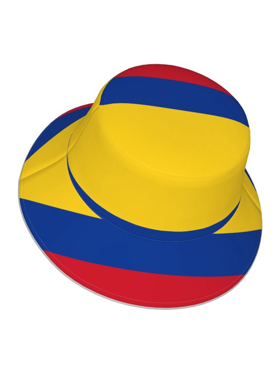 Colombia Flag Bucket Hat With Reflective Stripe Beach Sun Fishing Hat Reversible For Men Women