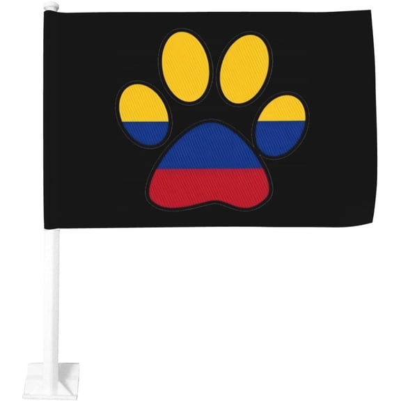 Colombia Flag Dog Paw Car Flag 12x18 Inch Window Clip Flag - Double Sided Fade Resistant Outdoor Decoration Let Your Cars Stand Out