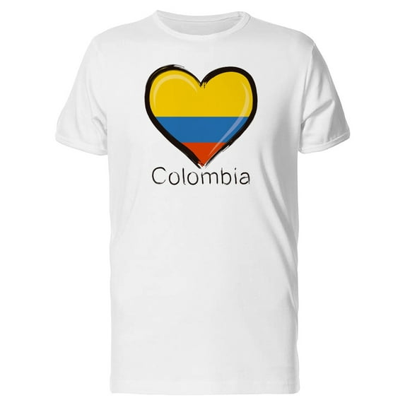 Colombia Flag Heart T-Shirt Men -Image by Shutterstock, Male Large
