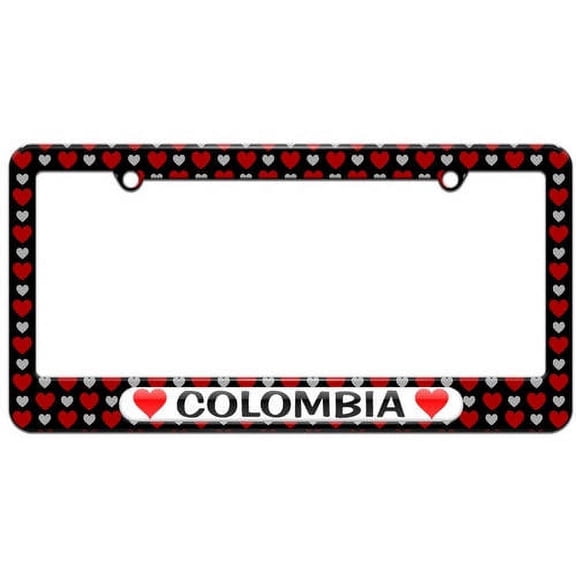 Colombia Love with Hearts License Plate Tag Frame, Multiple Colors