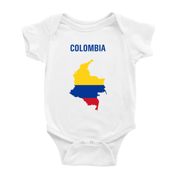 Colombia Map Flag Baby Rompers (White, 12-18 Months)